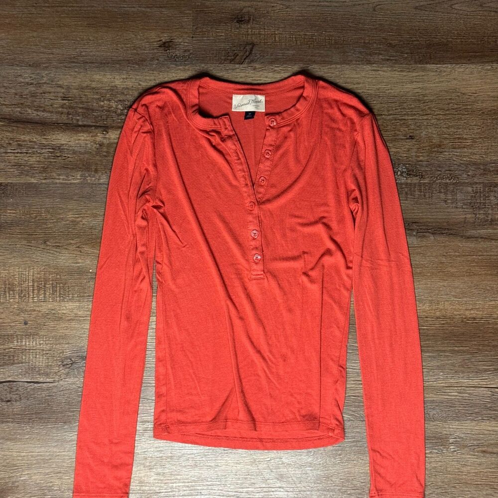 Universal Thread Red Long Sleeve Henley Shirt Size XS